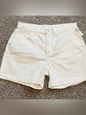 New Old Navy White Jean Shorts Size 16 Plus Adjustable Waist Girl's Cut-Offs Kid